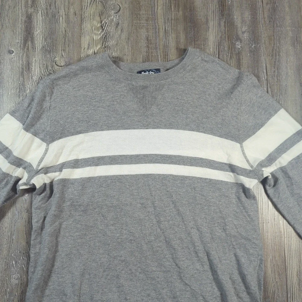 FootJoy x Todd Snyder Sweater Men's Small Grey White Striped Cashmere Blend